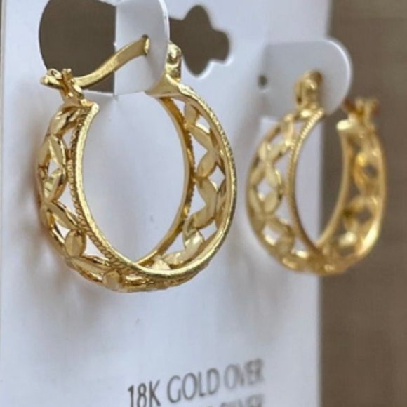 Giani Bernini Earrings 18k Gold Plated over Sterling Silver Hoops Lever Back - Picture 5 of 12